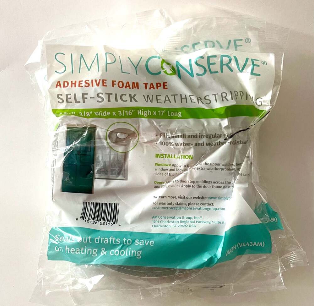 2 Simply Conserve Adhesive Foam Tape Self-Stick Weatherstripping 3/8 Inch x 17 L
